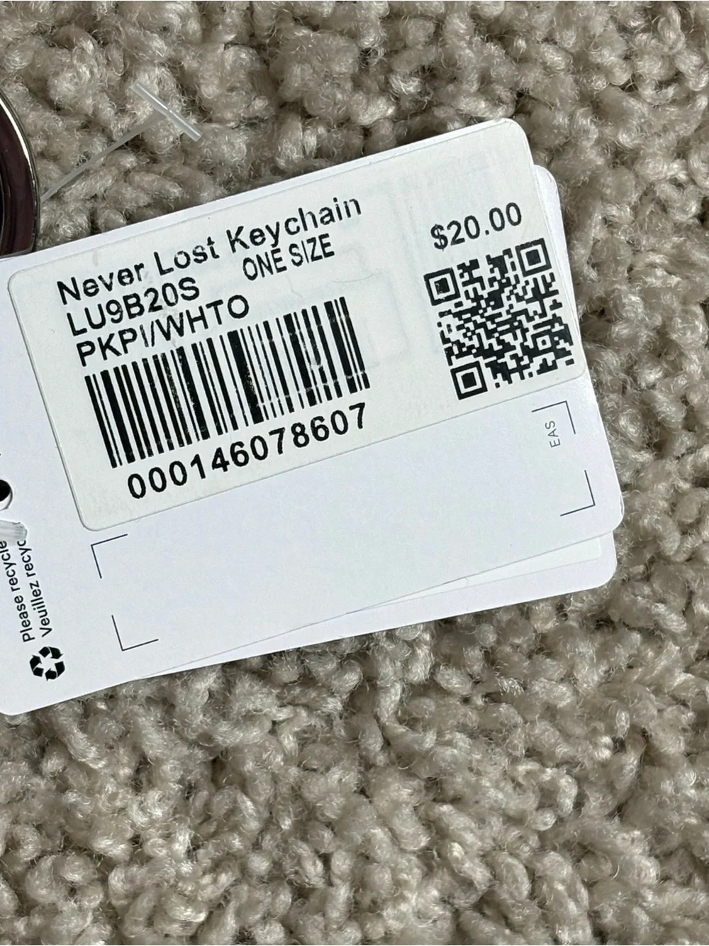Lululemon Never Lost Keychain